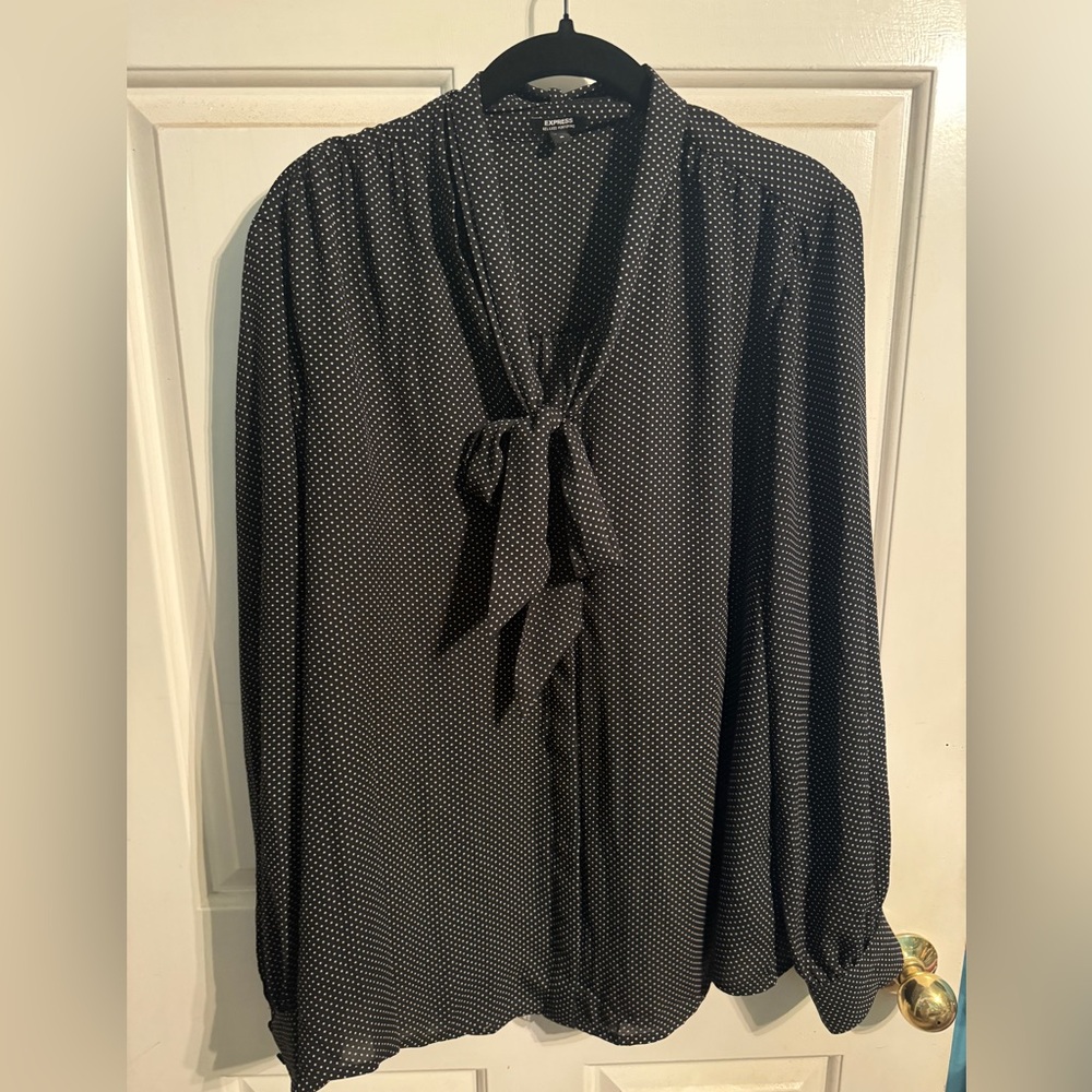 Polka dot relaxed portofino blouse from express